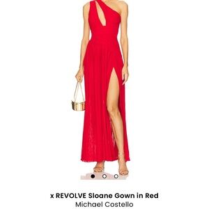 Michael Costello Vibrant Red One-Shoulder Dress